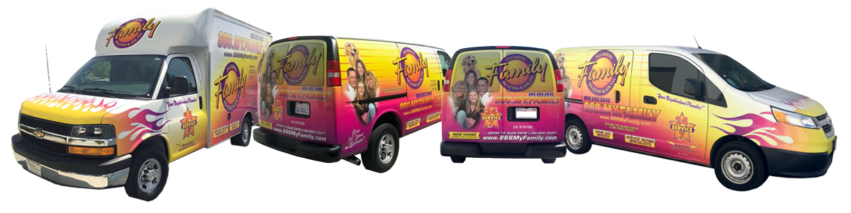 Family Plumbing, Heating & Air service trucks